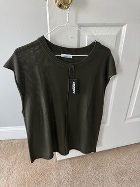 zeagoo Olive Green Cap Sleeve Knit Top